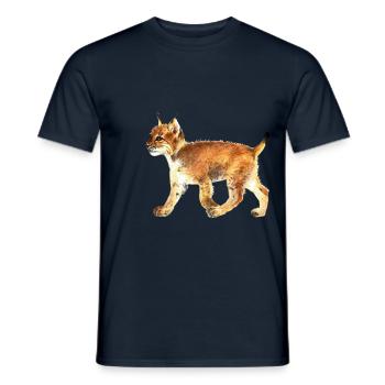 Petit lynx sur le chemin - T-shirt homme - marine - Devant - AI Model Male 178 light (178cm)