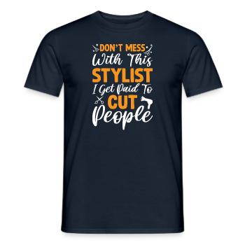 I Get Paid To Cut People Funny Barber Hairstylist - Men's T-Shirt - navy - Front - AI Model Male 178 light (178cm)