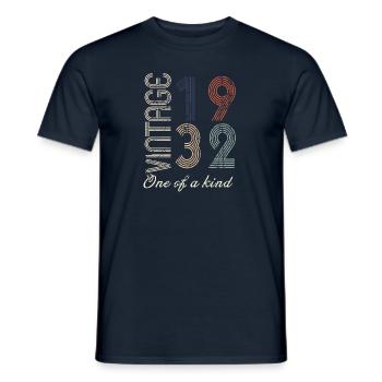 92nd Birthday 1932 - Vintage Retro Gift Idea - Men's T-Shirt - navy - Front - AI Model Male 178 light (178cm)