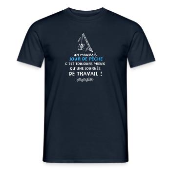 UN MAUVAIS JOUR DE PÊCHE - T-shirt homme - marine - Devant - AI Model Male 178 light (178cm)