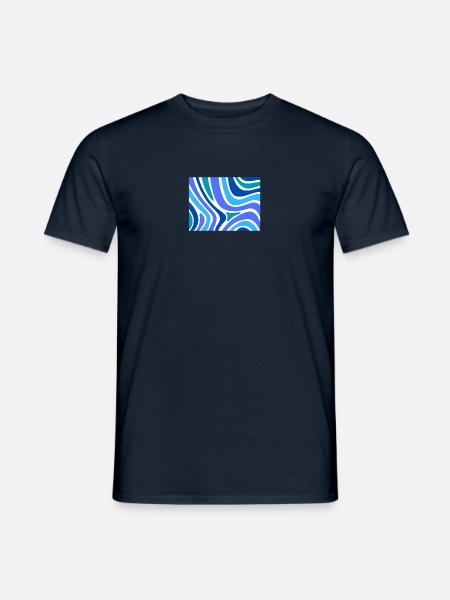 Bunt Blau und Wellig | fröhliches blaues Tshirt - Männer T-Shirt - Navy