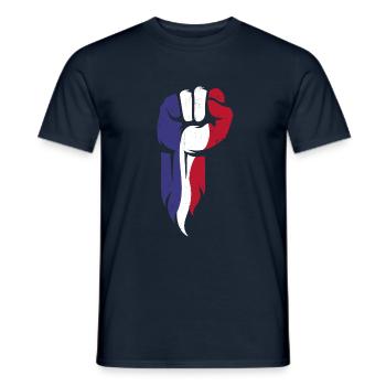 Gemeinsam für Frankreich französische Flagge Faust - Männer T-Shirt - Navy - Vorne - AI Model Male 178 light (178cm)