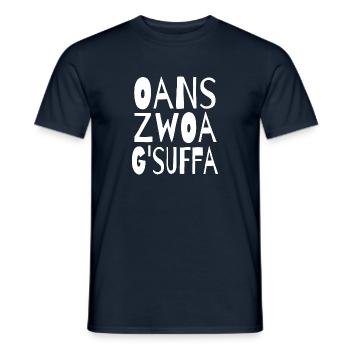 Oans, zwoa, g’suffa! - Männer T-Shirt - Navy - Vorne - AI Model Male 178 light (178cm)