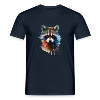 Waschbär Aquarell Coole Art-Motive Klimaschutz - Männer T-Shirt - Navy - Vorne - AI Model Male 178 light (178cm)