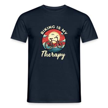 Biking is My Therapy Bicycle, Bike, Cycling, Biker - Men's T-Shirt - navy - Front - AI Model Male 178 light (178cm)