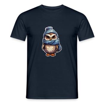 Winter süsse Eule - Männer T-Shirt - Navy - Vorne - AI Model Male 178 light (178cm)
