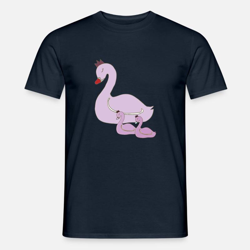 schwan mutter und kinder - Männer T-Shirt - Navy