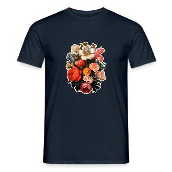 Bouquet of flowers colorful - Men's T-Shirt - navy - Front - AI Model Male 178 light (178cm)