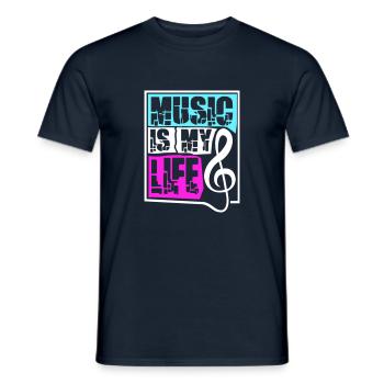 Music Is My Life Musik Ist Mein Leben Liebe Spruch - Men's T-Shirt - navy - Front - AI Model Male 178 light (178cm)