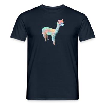Alpaka, Llama, lama, beige,graffiti,bunt,pastell - Männer T-Shirt - Navy - Vorne - AI Model Male 178 light (178cm)