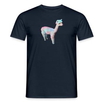 Alpaka, Llama, lama, beige,graffiti,bunt,pastell - Männer T-Shirt - Navy - Vorne - AI Model Male 178 light (178cm)