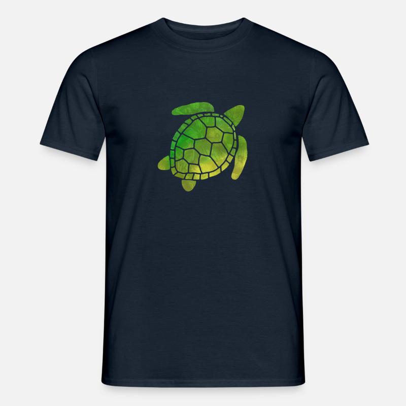 Schildkröte mit Blumenmuster - Männer T-Shirt - Navy