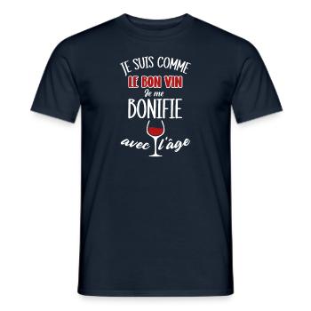 Je suis comme le bon vin je me bonifie avec l'age - T-shirt homme - marine - Devant - AI Model Male 178 light (178cm)