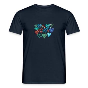 Hearts,Drawing,Colorful,Colored Pencils - Men's T-Shirt - navy - Front - AI Model Male 178 light (178cm)