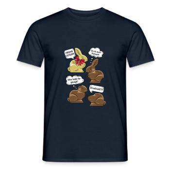 Lustige Osterhasen Ostern Illustration Cartoon - Männer T-Shirt - Navy - Vorne - AI Model Male 178 light (178cm)