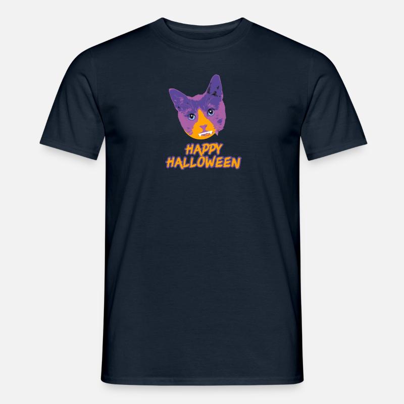 Joyeux Halloween,pop art,chat,vampire chat,vampire - T-shirt homme - marine