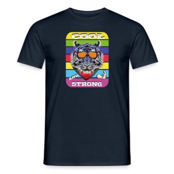 Tigre avec lunettes Cool et fort - T-shirt homme - marine - Devant - AI Model Male 178 light (178cm)