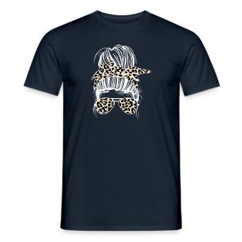 Mama Unordentlicher Dutt Leopard - Männer T-Shirt - Navy - Vorne - AI Model Male 178 light (178cm)