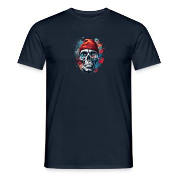 Vector T-Shirt Design Schädel Gothic - Männer T-Shirt - Navy - Vorne - AI Model Male 178 light (178cm)
