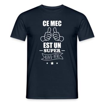 Super beau-père,cadeau beau père - T-shirt homme - marine - Devant - AI Model Male 178 light (178cm)