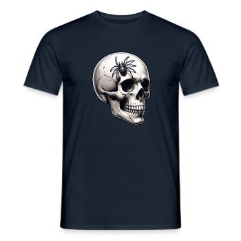 Pale skull with large spider on the skull - Men's T-Shirt - navy - Front - AI Model Male 178 light (178cm)