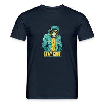 Cool Monkey Stay Cool - Men's T-Shirt - navy - Front - AI Model Male 178 light (178cm)