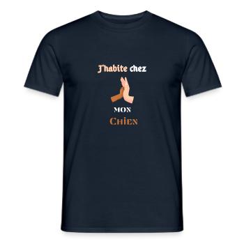 J'habite chez mon Chien = Dans ça niche - T-shirt homme - marine - Devant - AI Model Male 178 light (178cm)