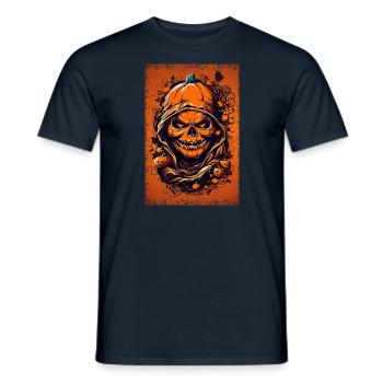 Halloween Grim Reaper & Pumpkin - Dark - Men's T-Shirt - navy - Front - AI Model Male 178 light (178cm)