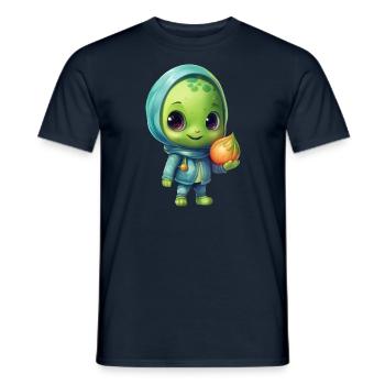 Blau-Pinker Alien Skateboarder: Kosmische Tricks - Männer T-Shirt - Navy - Vorne - AI Model Male 178 light (178cm)