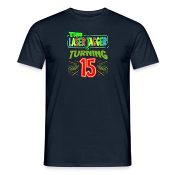 This Laser Tagger Is Turning 15 Years Old Laser - Männer T-Shirt - Navy - Vorne - AI Model Male 178 light (178cm)
