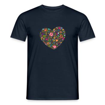 Herzen Blumen Blüten Peace-Zeichen Yin und Yang - Männer T-Shirt - Navy - Vorne - AI Model Male 178 light (178cm)