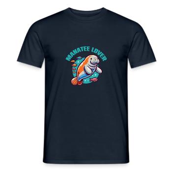 Seekuh mit vielen bunten Fischen - Männer T-Shirt - Navy - Vorne - AI Model Male 178 light (178cm)