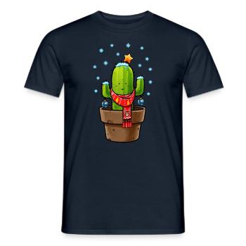 Cactus at Christmas - Men's T-Shirt - navy - Front - AI Model Male 178 light (178cm)