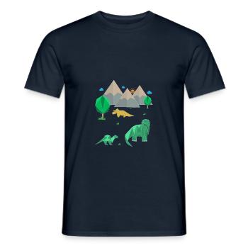 Dinosaurier Origami Urzeit Steinzeit T-Rex - Männer T-Shirt - Navy - Vorne - AI Model Male 178 light (178cm)