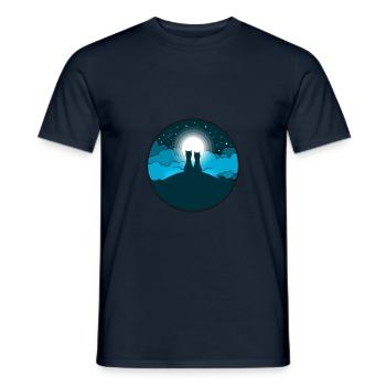 Katzen Nacht Stars Sterne Wolken Geschenk Himmel - Männer T-Shirt - Navy - Vorne - AI Model Male 178 light (178cm)