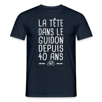 40 ans vélo tête dans le guidon anniversaire 40 - T-shirt homme - marine - Devant - AI Model Male 178 light (178cm)