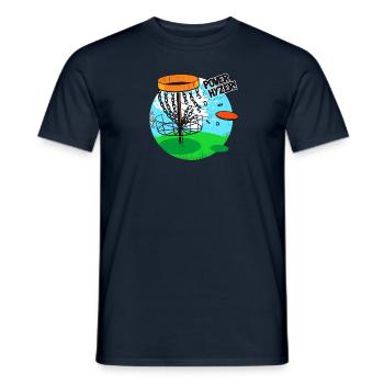 Disc Golf Clothing – Power Hyzer! - Men's T-Shirt - navy - Front - AI Model Male 178 light (178cm)