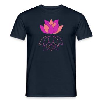 Lotus mit Spiegelbild - Männer T-Shirt - Navy - Vorne - AI Model Male 178 light (178cm)