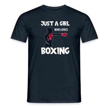 Just a girl who loves boxing boxer boxing saying - Men's T-Shirt - navy - Front - AI Model Male 178 light (178cm)