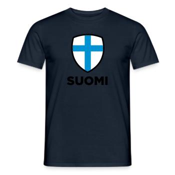 National Flag of Finland - Men's T-Shirt - navy - Front - AI Model Male 178 light (178cm)