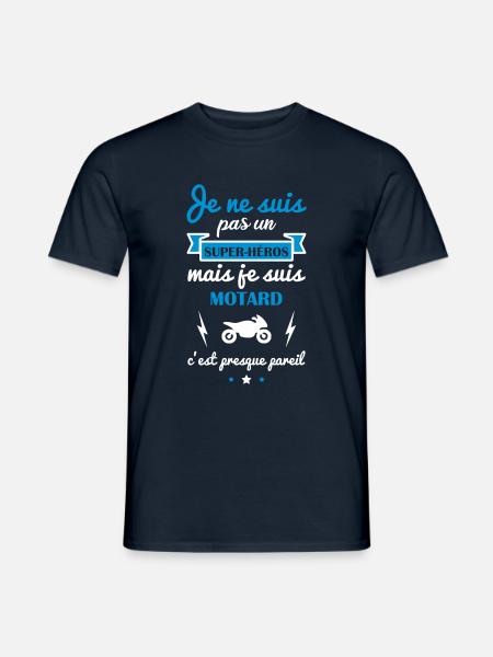 Pas super héros Moto,cadeau motard,humour - T-shirt homme - marine