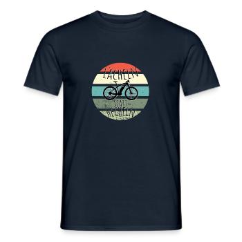 Lustiger E-bike Spruch Lächeln statt hecheln Rente - Männer T-Shirt - Navy - Vorne - AI Model Male 178 light (178cm)