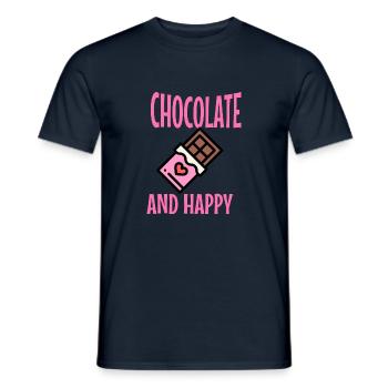 Chocolat et bonheur : un mariage parfait - T-shirt homme - marine - Devant - AI Model Male 178 light (178cm)