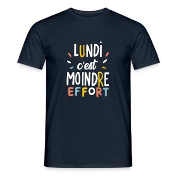 Lundi c'est moindre effort - T-shirt homme - marine - Devant - AI Model Male 178 light (178cm)