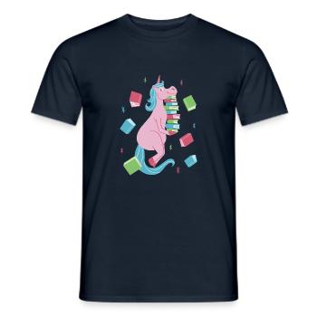 Bookish Unicorn Delight - Men's T-Shirt - navy - Front - AI Model Male 178 light (178cm)