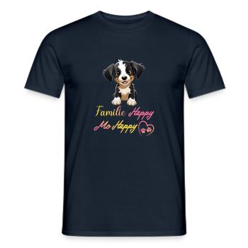 Dog Family Happy Me Happy - Men's T-Shirt - navy - Front - AI Model Male 178 light (178cm)