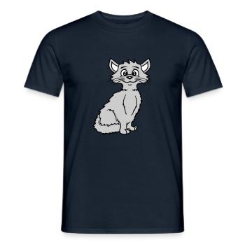 Pretty Cat Looking Happy Cheerful Smiling - Men's T-Shirt - navy - Front - AI Model Male 178 light (178cm)