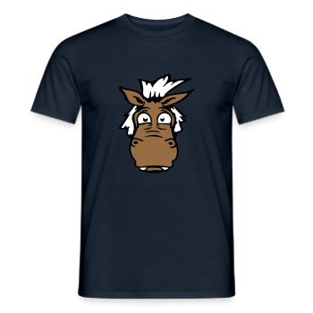 Pferd Ängstlich Komisch Lustige Grimasse Cartoon - Männer T-Shirt - Navy - Vorne - AI Model Male 178 light (178cm)
