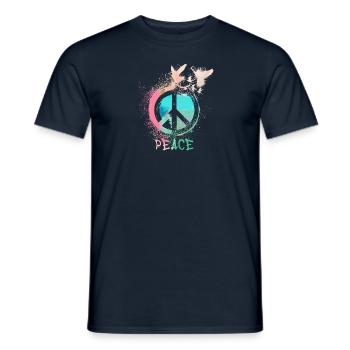 pastell ,graffiti, peace, flagge, friede, tauben - Männer T-Shirt - Navy - Vorne - AI Model Male 178 light (178cm)