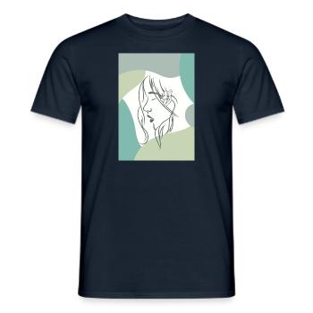 Pretty woman's face with green pastel colors - Men's T-Shirt - navy - Front - AI Model Male 178 light (178cm)